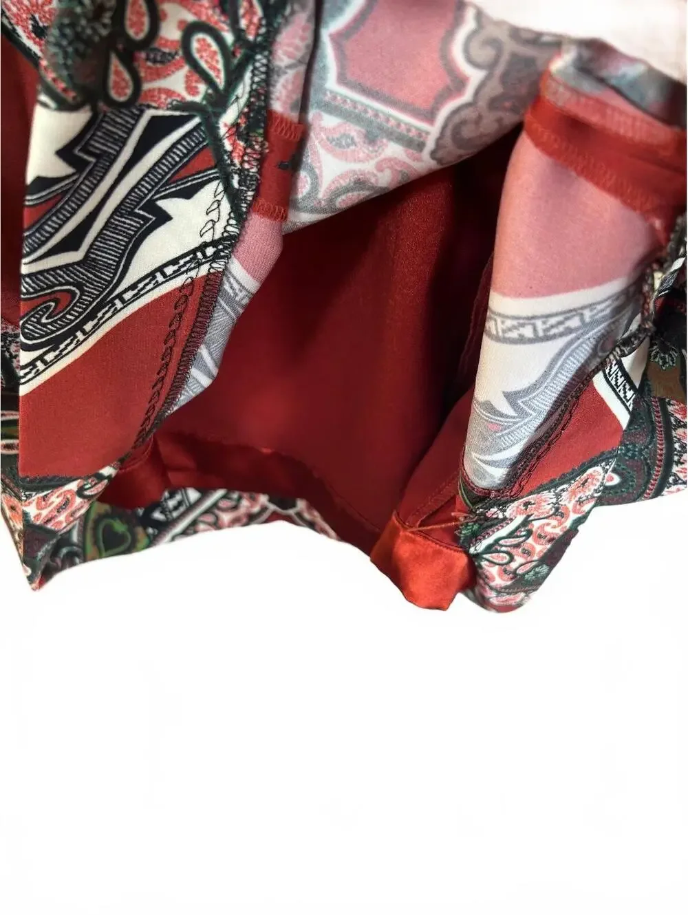 ETCETERA Women’s Red Patterned Geometric & Paisley Motif Dress / Size: 8